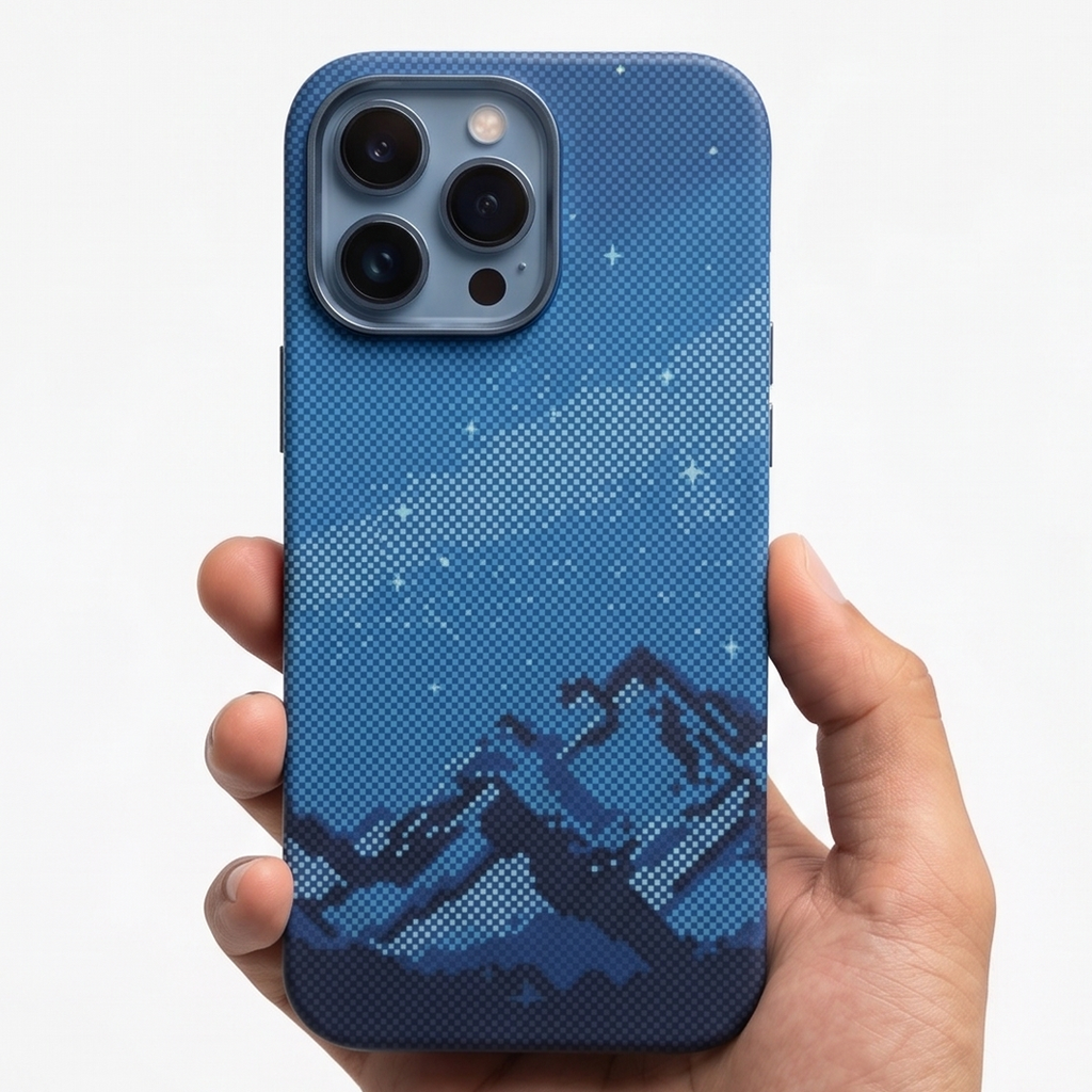 Blue Wavy Mountain Carbon Case
