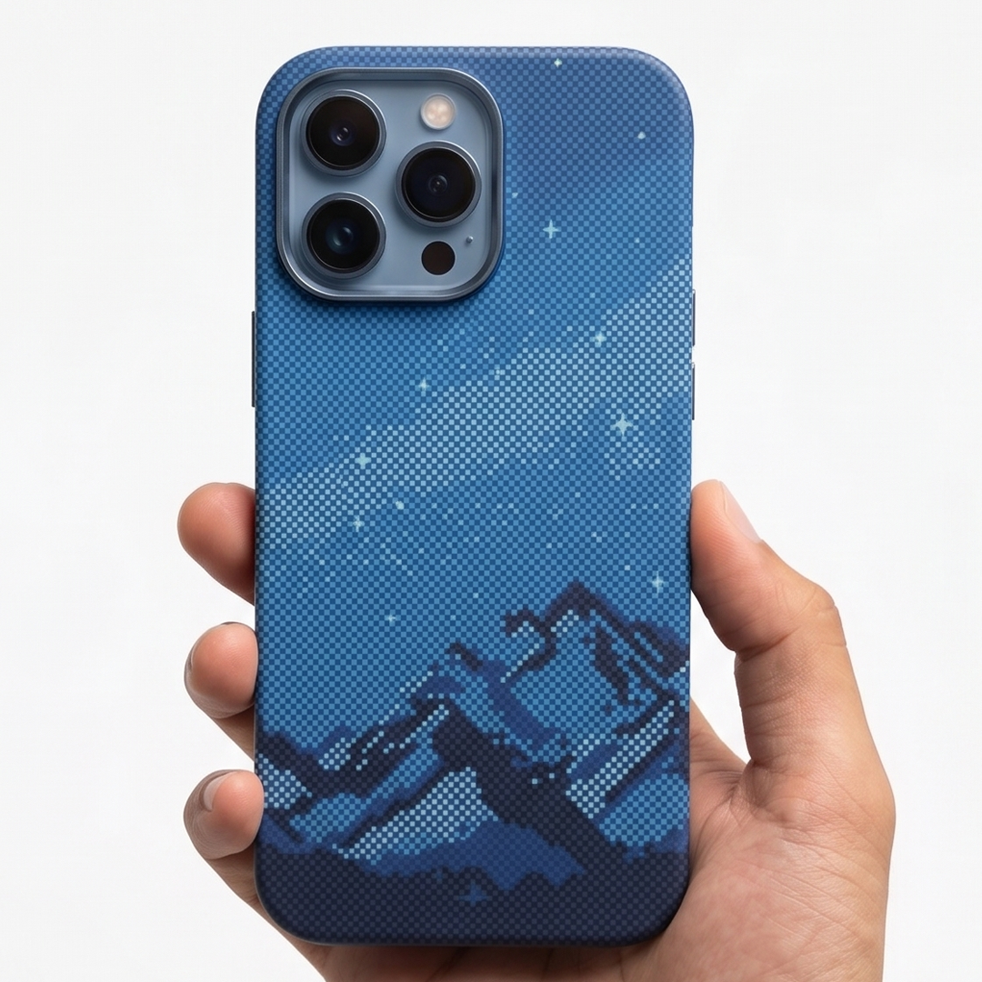 Blue Wavy Mountain Carbon Case